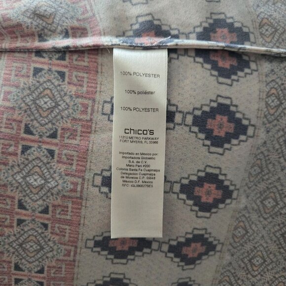 CHICO’S Exquisite Patterns Tunic Shirt Aztec Print bohemian multicolor size 2 - Picture 7 of 7